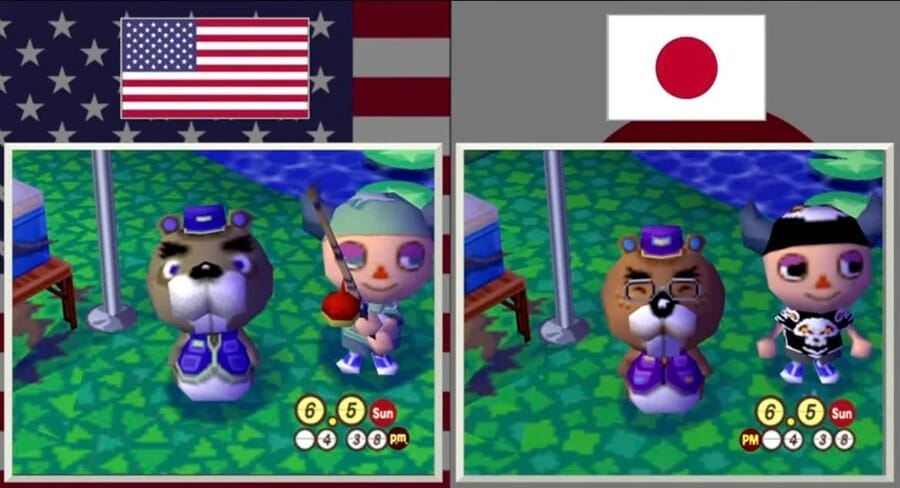 Image showing Animal Crossing character design in the US and Japan