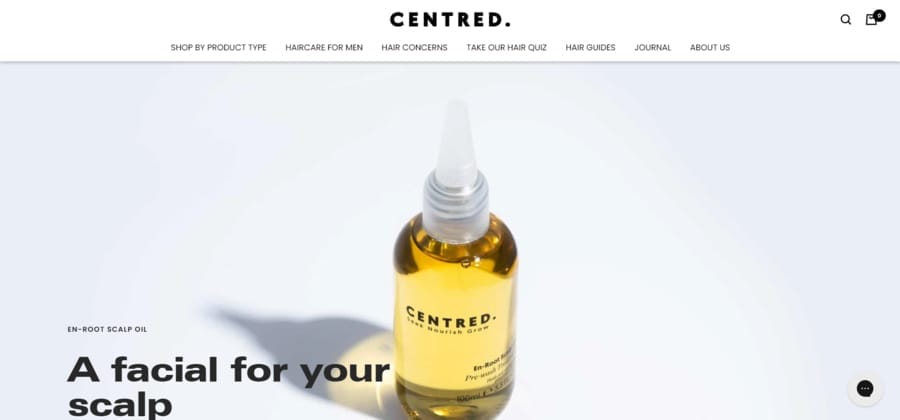 Centred website screenshot
