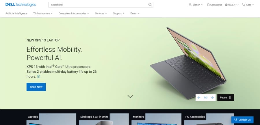 Dell website screenshot