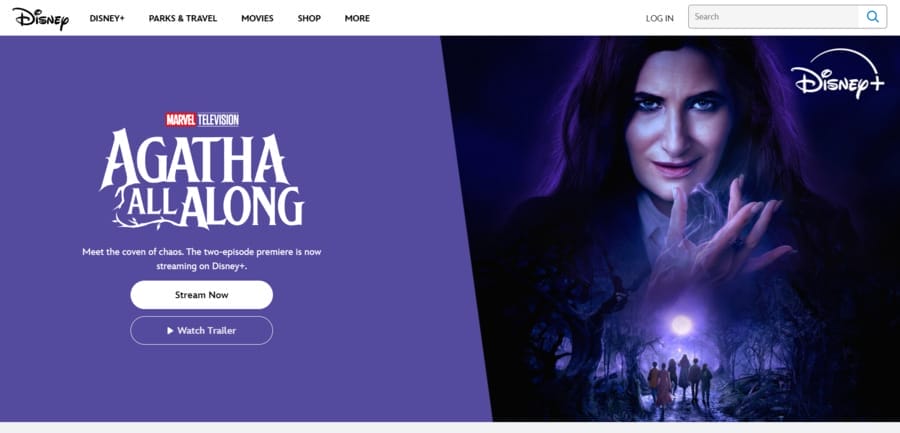 Disney website screenshot