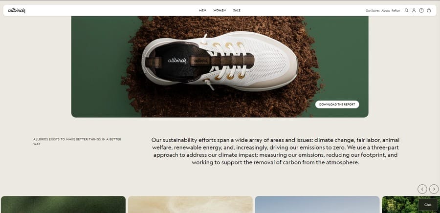 Allbirds website screenshot