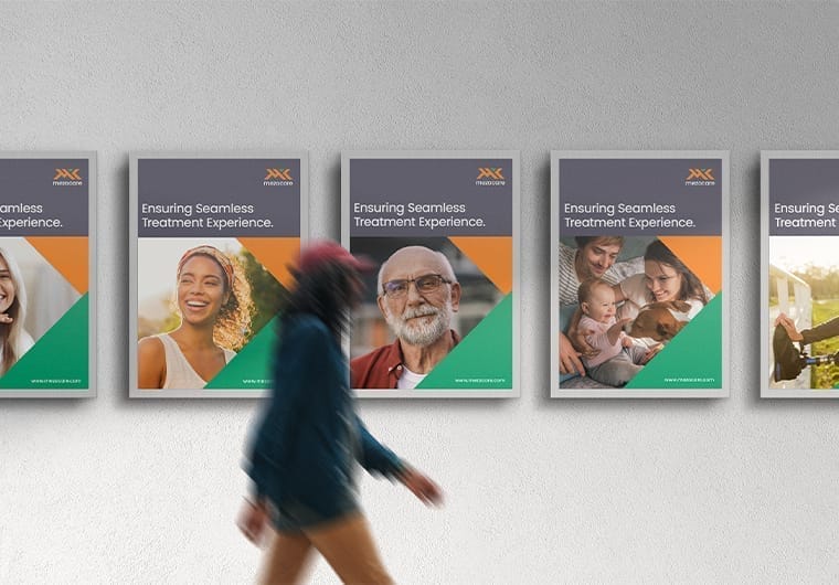 Posters promoting healthcare treatment experience.