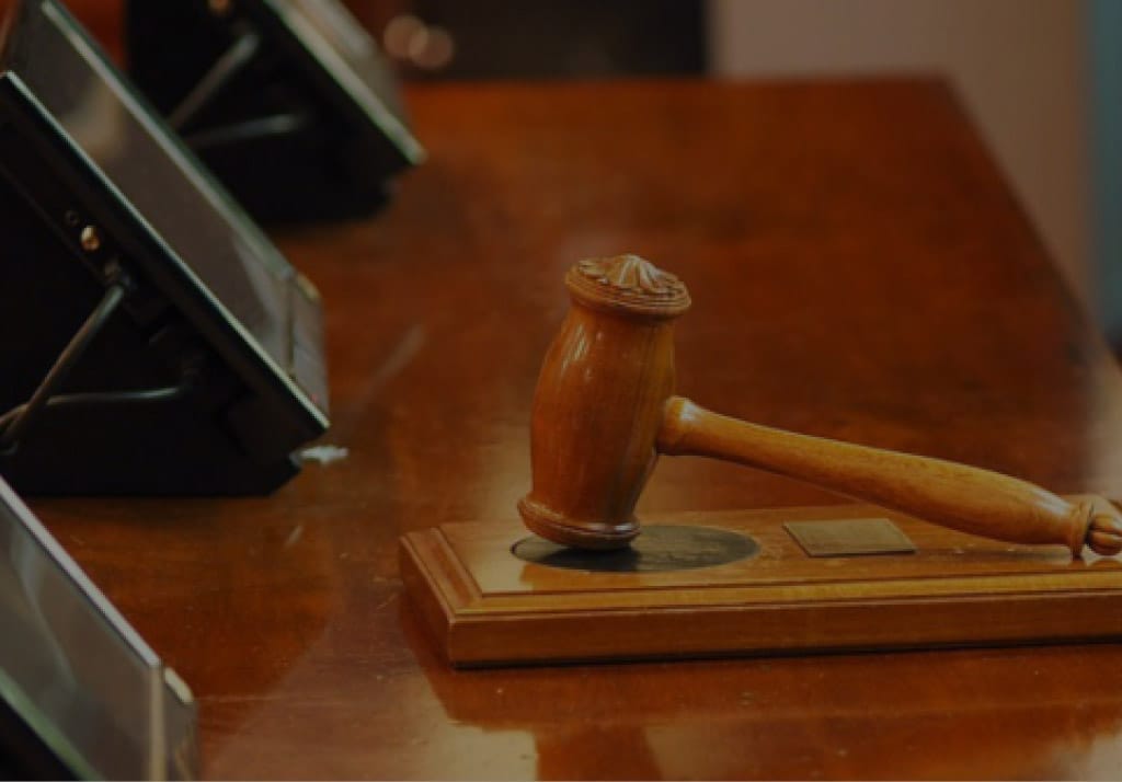 Wooden gavel on a table