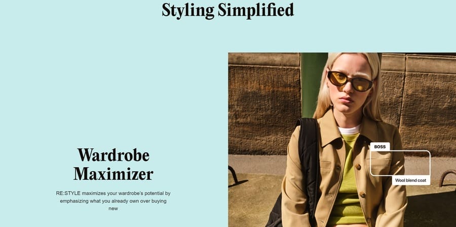 Restyle App website screenshot