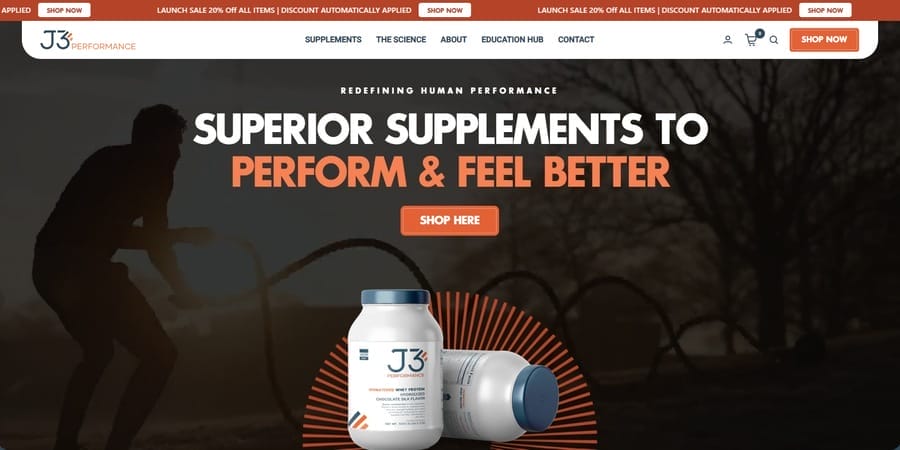 J3 Performance website screenshot