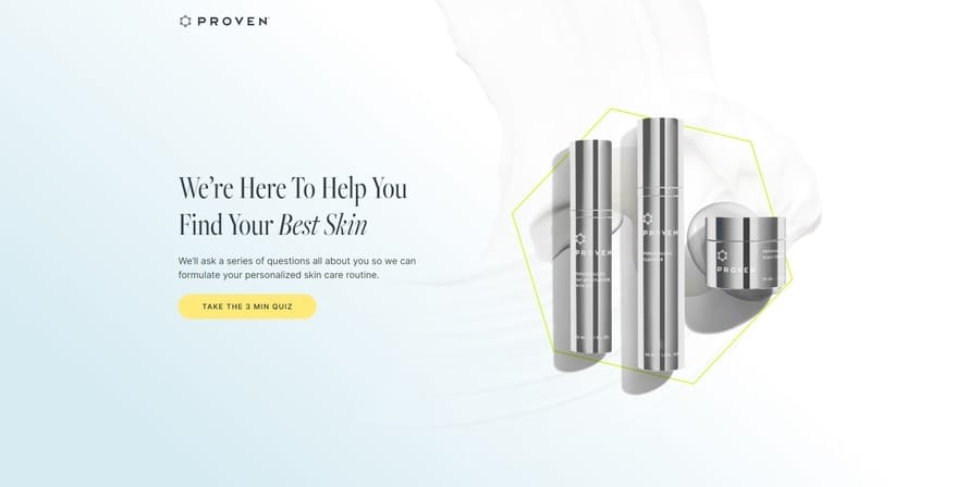 Proven Skincare website screenshot