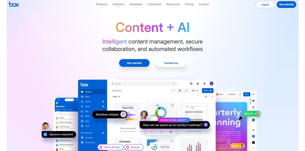 Box website screenshot