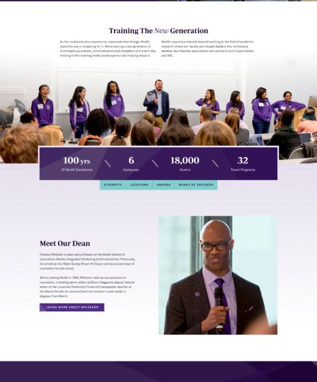 Northwestern Medill's website design