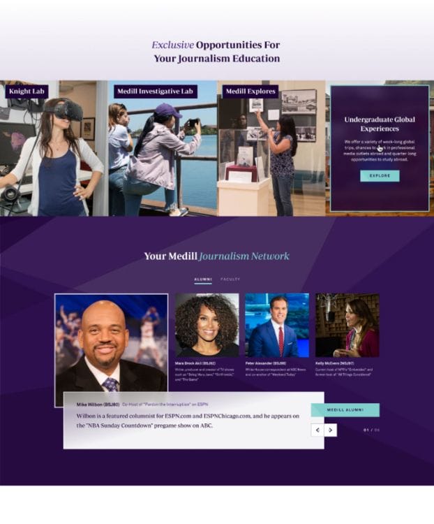 Northwestern Medill's website design