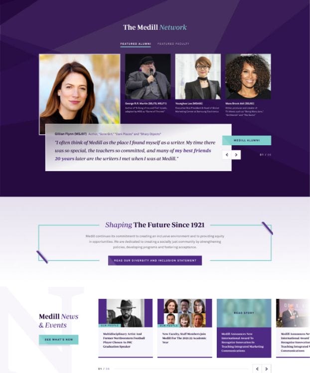 Northwestern Medill's website design