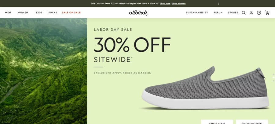 Allbirds website screenshot