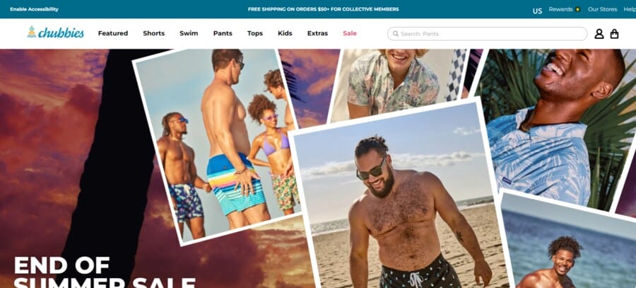 Chubbies website screenshot