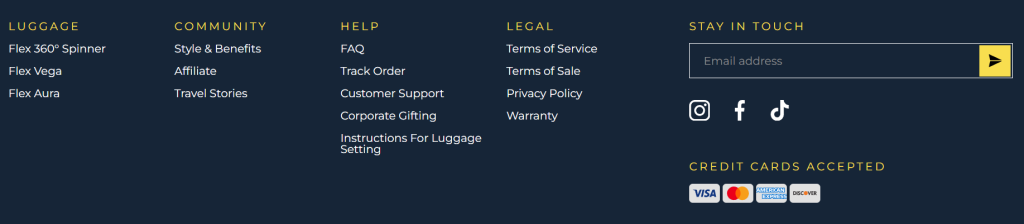 e commerce features footer