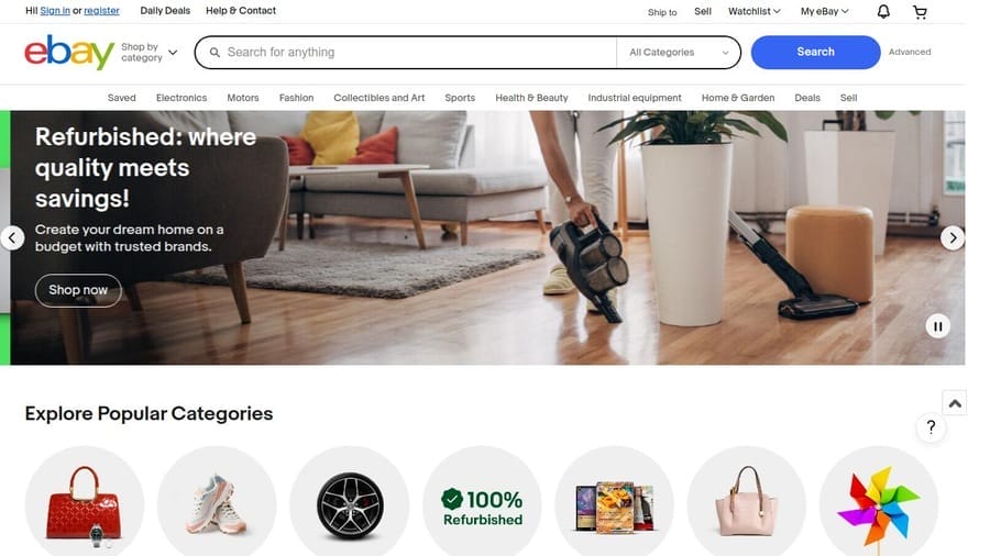 eBay website screenshot