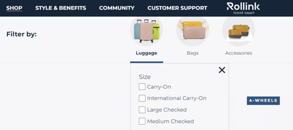 ecommerce features filtering