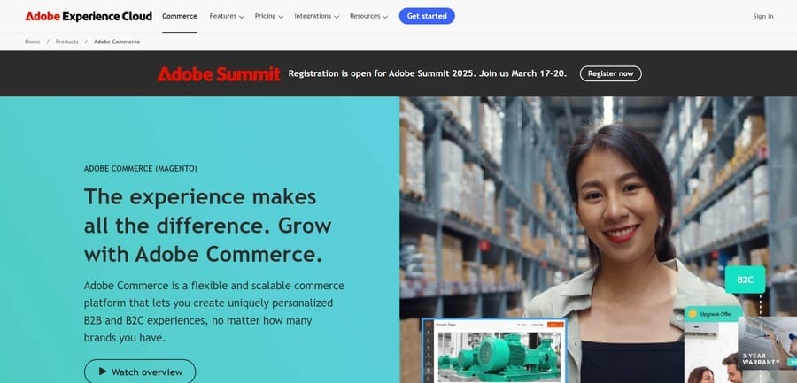 Adobe Commerce website screenshot