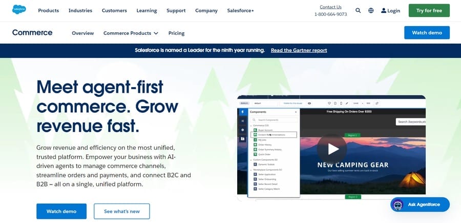 Salesforce Commerce website screenshot