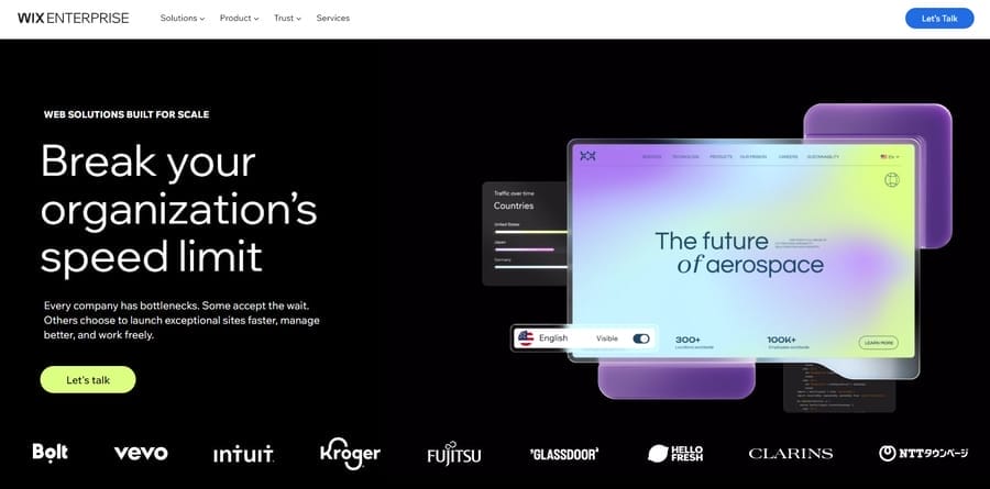 Wix Enterprise website screenshot