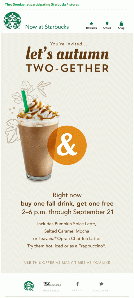 Image Showing Starbucks' email campaign