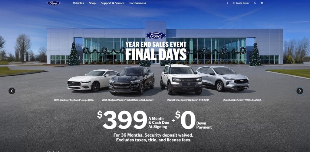Ford website screenshot