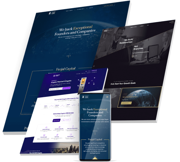 Fanjul Capital investment website shown across multiple devices with dark-themed design and financial service content.
