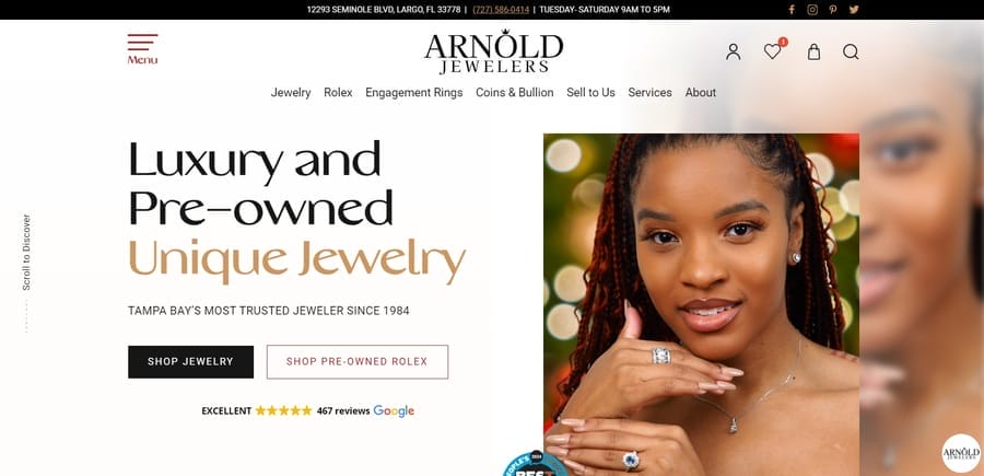 Arnold Jewelers website screenshot