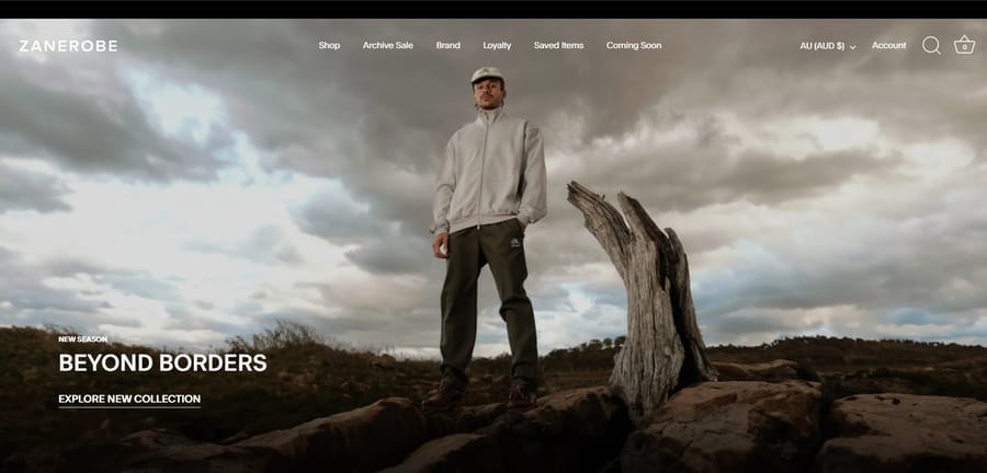 Zanerobe website screenshot