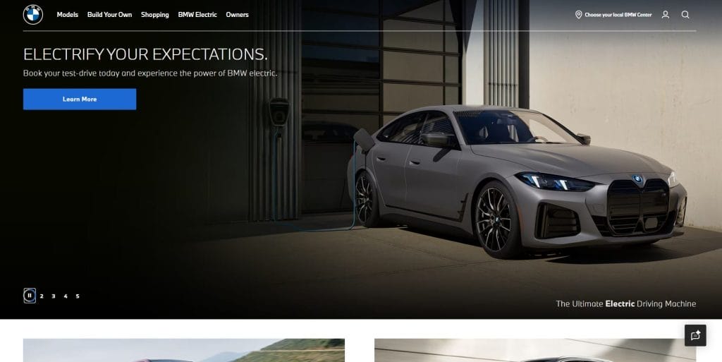 BMW USA website screenshot