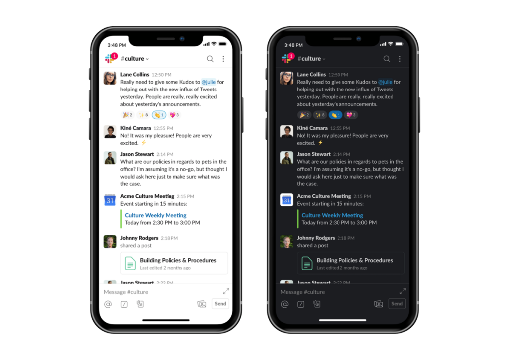 Image showing Slack's light and dark mode