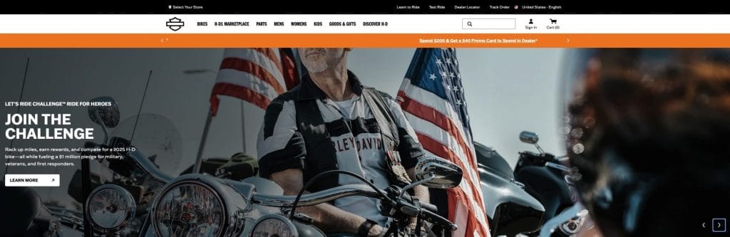 Harley-Davidson hero image of a biker