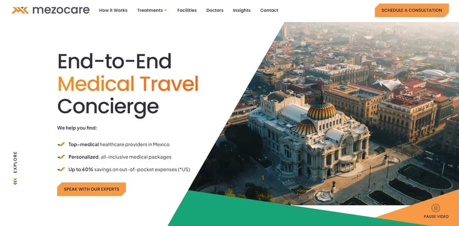 Mezocare website screenshot
