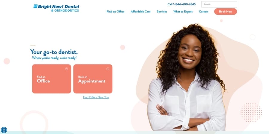 Bright Now! Dental website screenshot