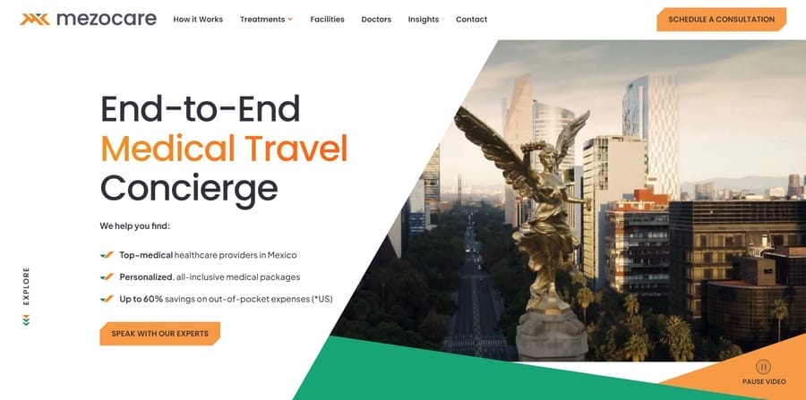 Mezocare website screenshot