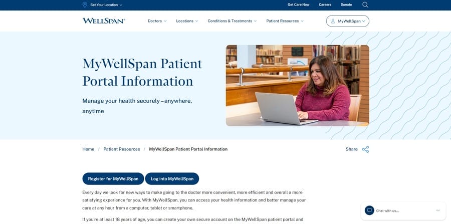 MyWellSpan website screenshot