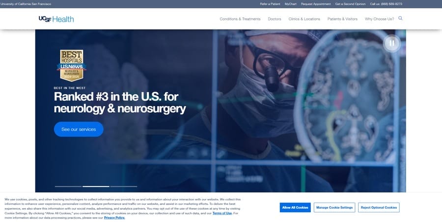 UCSF Health website screenshot