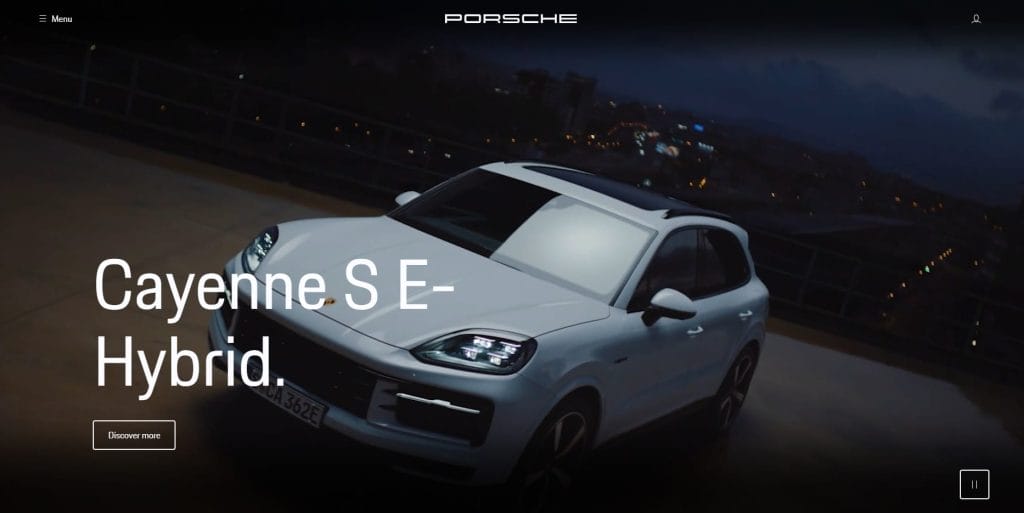 Porsche website screenshot