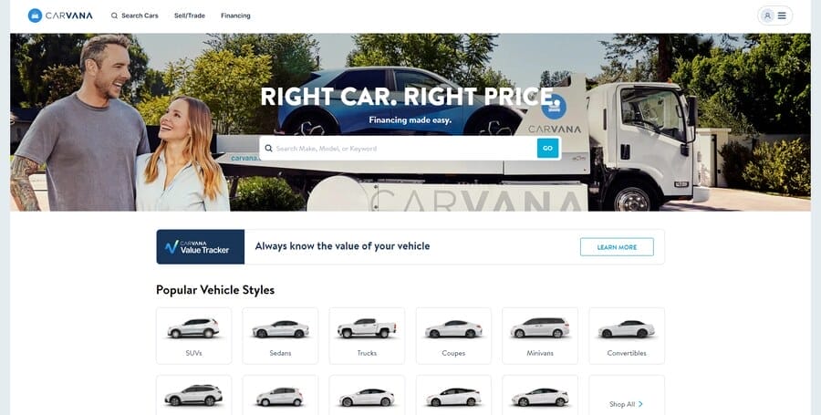 Carvana website screenshot