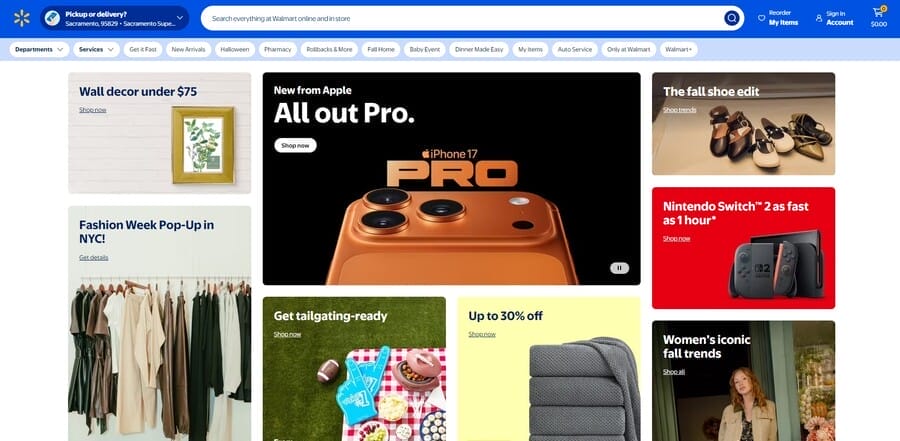 Walmart website screenshot