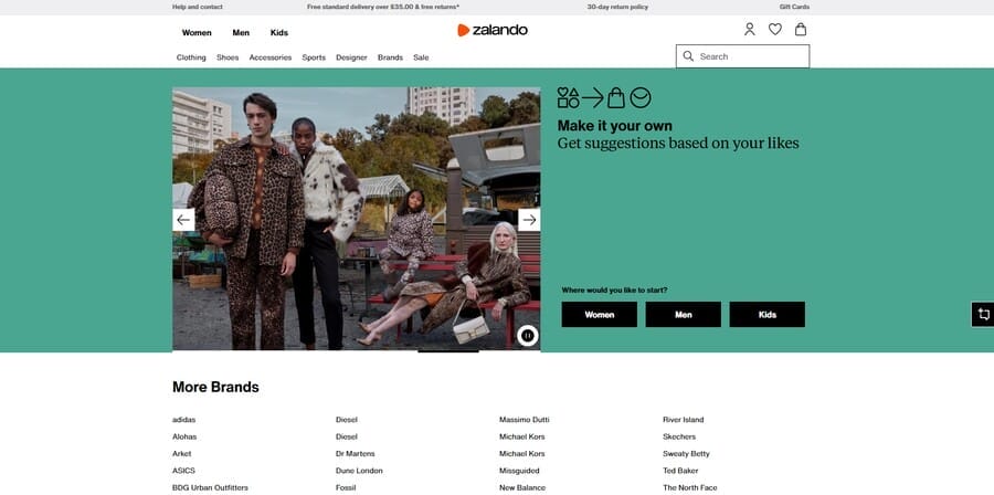 Zalando website screenshot
