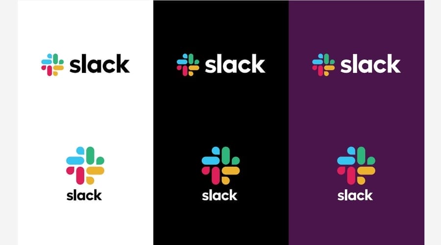 Slack website screenshot showing brand colors