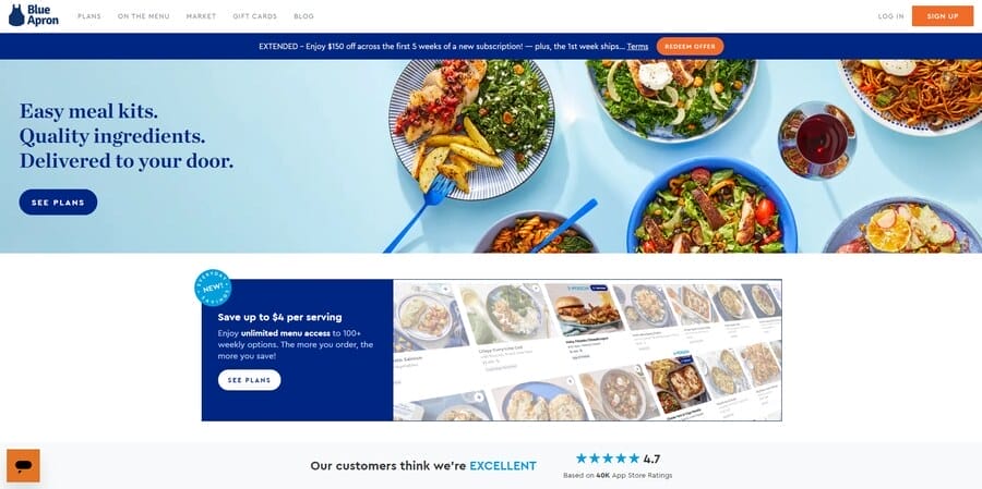 Blue Apron website screenshot