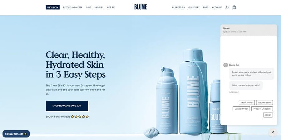 Blume website screenshot