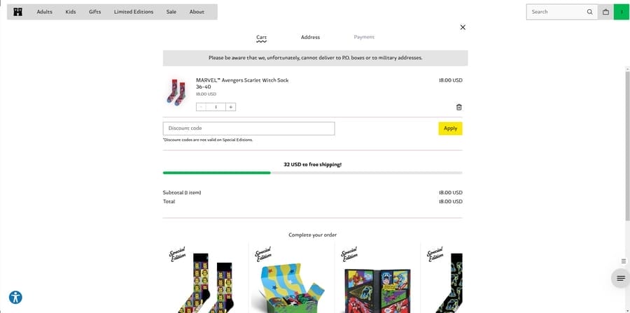 Happy Socks website screenshot