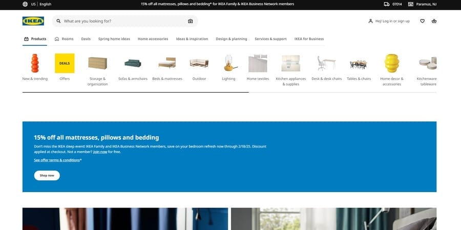 IKEA website screenshot