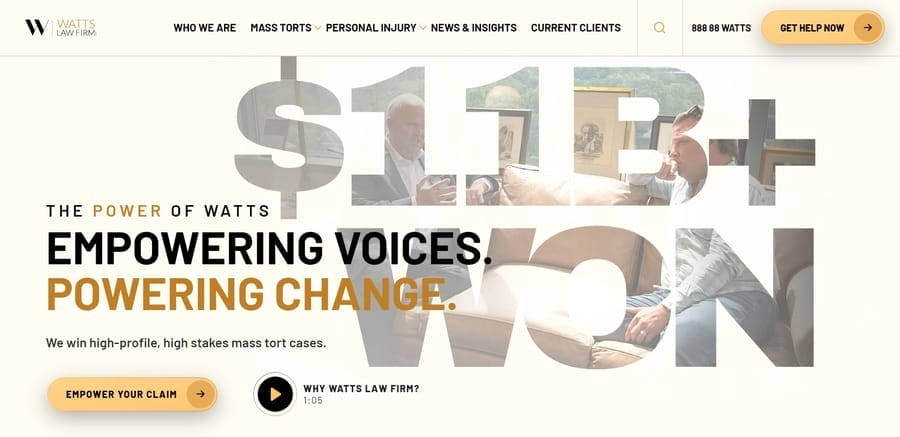 Watts Law Firm website screenshot