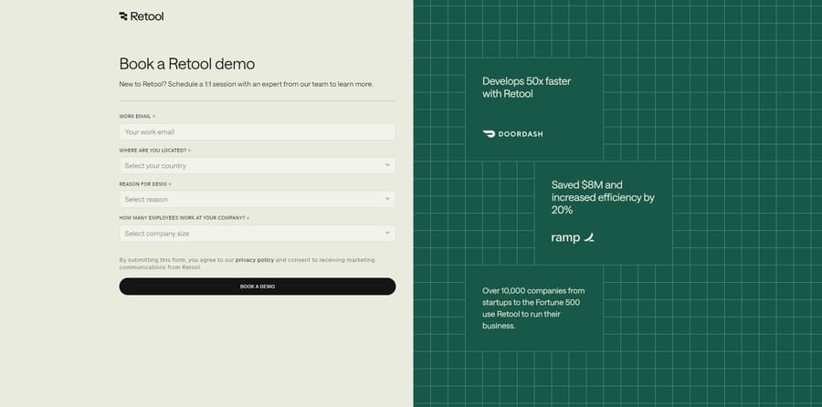 Retool website screenshot