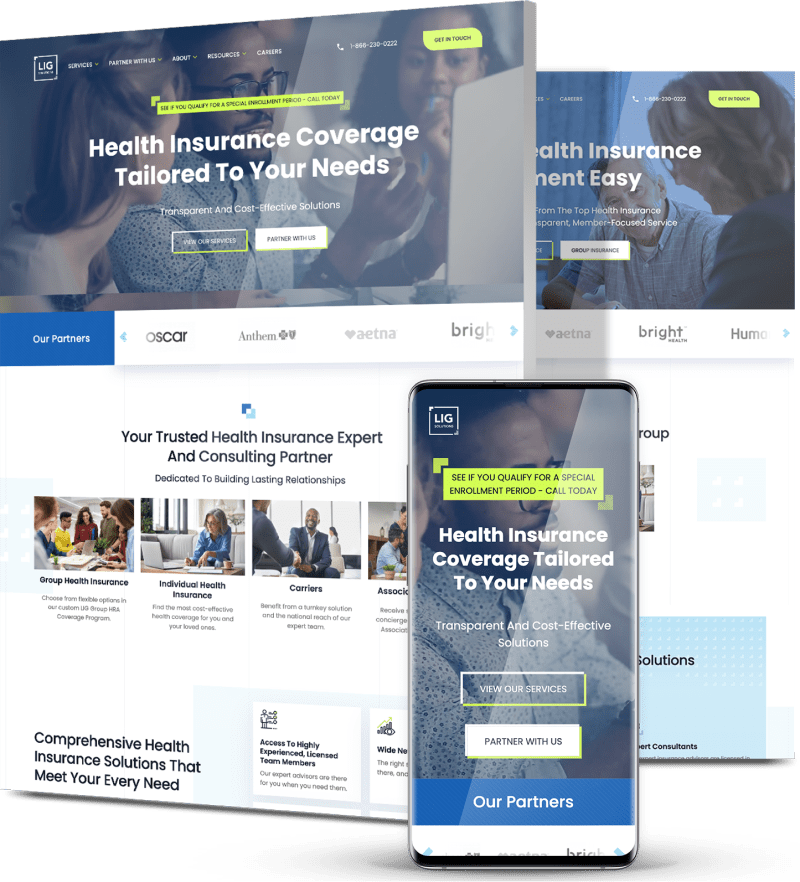 Image showing LIG Solutions' website design on desktop and mobile