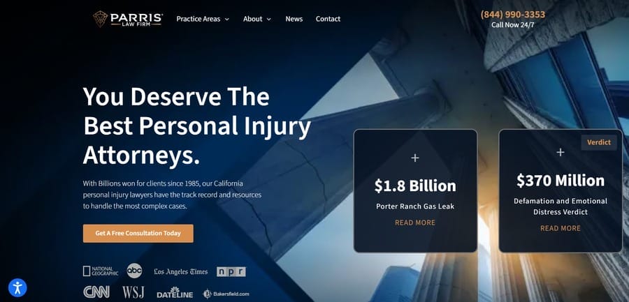 Parris Law Firm website screenshot