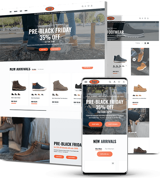 Image showing Lugz's website on desktop and mobile