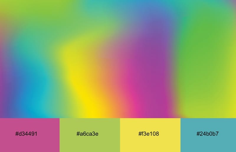 Magenta, lime, yellow and cyan gradient